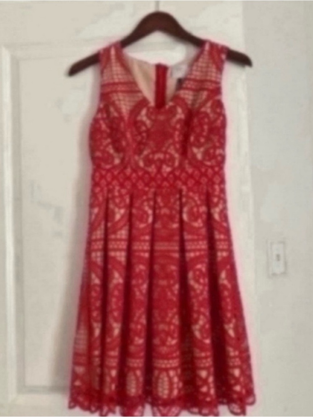 Anthropologie HD in Paris Lined Red Lace Dress